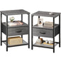 Huuger Nightstand Set of 2, Night Stand with Fabric Drawer, Mesh Shelf, Side Table with Storage, Fabric Drawer Dresser, Open Shelf, Metal Frame, Bedroom, Grey - color: Grey