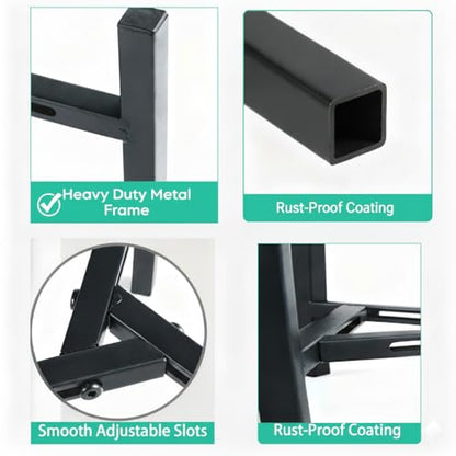 Adjustable Plant Stand Indoor Outdoor, Heavy Duty Metal Modern Plant Holder for 8-12 Inch Pots, Stable Corner Flower Pot Stand Black (Pot & Plant Not Included) (Back-2PCS) - size: Back-2PCS