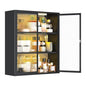 3-Tier Bathroom Wall Cabinet with 2 LED Light | Metal Medicine Cabinet with Glass Doors, Laundry Room Cabinets Storage, Black Over Toilet Modern Storage Cabinet for Bathroom - style: Full Glass Door Black