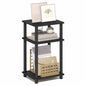 Furinno Turn-N-Tube 3-Tier Toolless Side Table, Narrow Printer Stand with Open Shelf, End Table, Night Stand, for Living Room, Bedroom, Dark Americano - color: Dark Americano