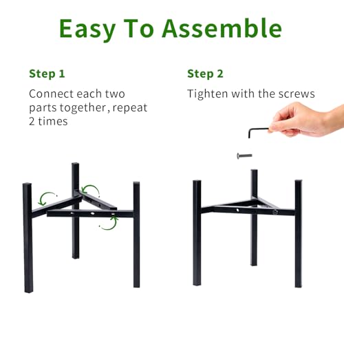 Airpark Plant Stand Indoor Adjustable, Metal Modern Plant Stand, Heavy Duty Stable Plant, Fit 8-12 inch Pots, Number of Items-2, Color-Black (Pot & Plant Not Included) - color: Black