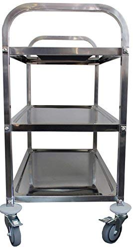 Stainless Steel 3-Shelf Utility Cart | 33" x 18" x 36" | 400 lb Capacity | Knockdown Food Service Cart with Casters for Kitchen, Restaurant, and Utility Use