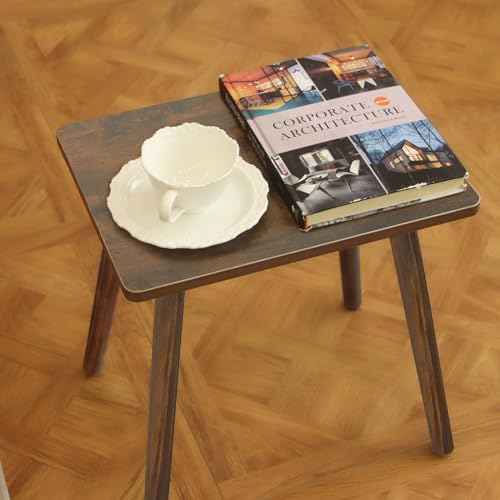 AWASEN Side Table, Small Wood End Table Living Room, Mini Bed Side Table Modern Accent Nightstand with Solid Wood for Bedroom Office Small Spaces, Rustic Brown - color: Dark Rustic Brown