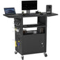 Mobile AV Cart with Pullout Keyboard Tray, Rolling Computer Cart Height Adjustable Rolling Media Utility Cart with 4 Wheels - size: Style10 24x18Wx42H