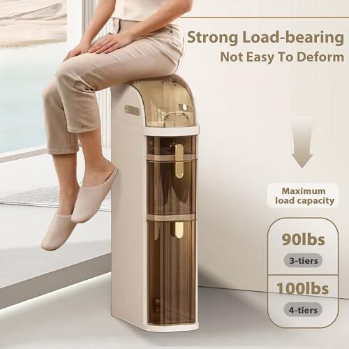 BGYMF 4-Tier Slim Bathroom Storage Cabinet,Slim Cabinet for Bathroom,Narrow Movable Bathroom Storage Organizer for Small Spaces,Bathroom,Kitchen,Living Room - size: Slim 4 Tiers