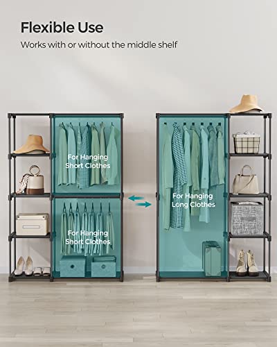 SONGMICS Portable Closet, Freestanding Closet Organizer, Clothes Rack with Shelves, Hanging Rods, Storage Organizer, for Cloakroom, Bedroom, 48.8 x 16.9 x 71.7 Inches, Black URYG026B02 - size: 48.8"L x 16.9"W x 71.7"H