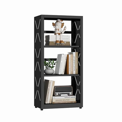 Polup Metal Bookcase, Small Bookshelf with Adjustable Shelves, Narrow Black Book Shelf, 3 Tier Bookshelf for Living Room, Home Office - color: Black, size: 3 Tier-16" W