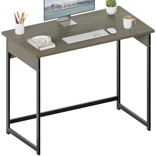 ALISENED 37.5 Inch Home Office Desk,Small Desk for Small Spaces, Sturdy Writing Table for Home Office,Easy to Assemble,Gray - color: Grey, size: W-37.5in