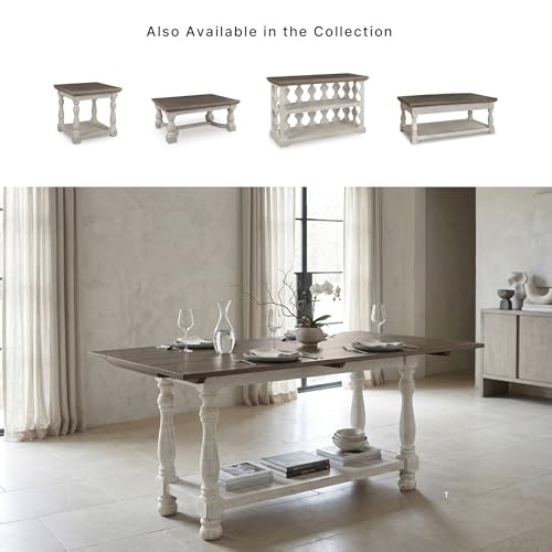 Signature Design by Ashley Havalance Farmhouse Sofa Table, Flip Top Design for Additional Dining Space and Fixed Lower Shelf, Gray & White with Weathered Finish - color: Gray/White, style: Sofa Table