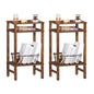 YUFAM Side Table End Table Tall Night Stand 3-Tier 2 Pack for Living Room Bedroom Bathroom Office Furniture Brown - color: Brown, size: 3 Tier