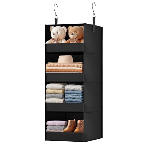 GRANNY SAYS 4-Shelf Hanging Organizer, Wall Mount, Fabric, 1-Pack - color: 4-shelf Black, size: 1-Pack
