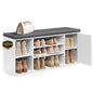 SONGMICS HOME Storage Bench, Snapsemble Superfast Assembly, 41" Wide Entryway Shoe Cubby Bench with Cushion & Adjustable Shelves, Window Shoe Rack Cabinet, Snow White and Slate Gray ULHS391WE02S - color: Snow White + Slate Gray, style: 12"D x 40.9"W x 18.