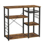 VASAGLE Baker's Rack, Coffee Bar Stand with Charging Station, 33 Inches Tall, Storage Shelves, Pull-Out Wire Basket, Table for Microwave, Kitchen, Rustic Brown and Ink Black UKKS90X - color: Rustic Brown + Ink Black, style: No Power Outlet