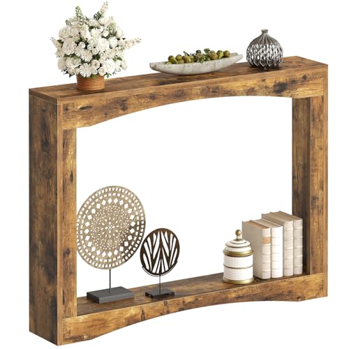 Narrow Console Table, 5.9'' Thin Entryway Table, Behind Couch Table for Small Spaces, Small Farmhouse Hallway Table, for Living Room, Hallway, Foyer, Rustic Brown CT19RR - color: Rustic Brown