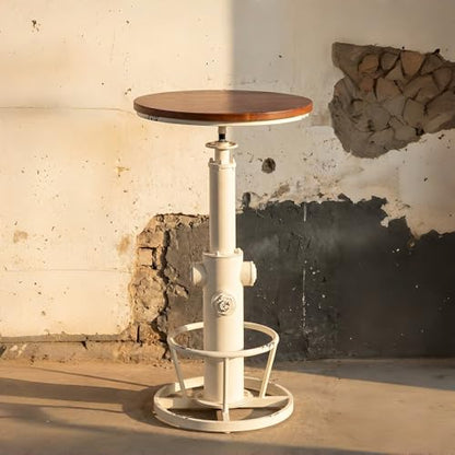 Topower Industrial Bar Table 38.58-48.43" Adjustable Pub Table Kitchen Dining Coffee Bistro Table Antique White - color: Antique White
