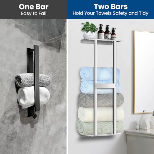 Bathroom Towel Storage Rack, Wall Mounted Bathroom Towel Rack, 30 inch Heavy Duty 6 Large Towels, Wall Mounted Towel Rack for Rolled Towels, Silver - color: Silver