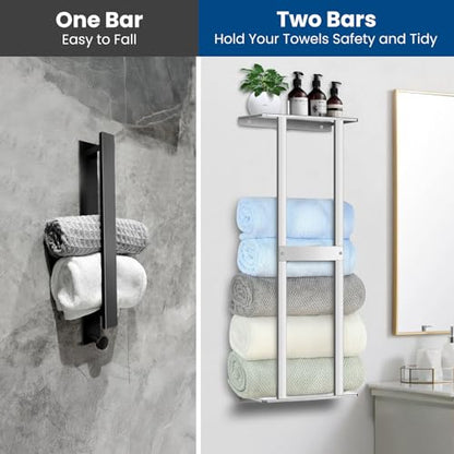 Bathroom Towel Storage Rack, Wall Mounted Bathroom Towel Rack, 30 inch Heavy Duty 6 Large Towels, Wall Mounted Towel Rack for Rolled Towels, Silver - color: Silver