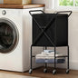 Laundry Basket with Wheels:88L Rolling Laundry Cart Foldable Metal Frame Dirty Clothes Laundry Hamper 36"H 4 Caster 2 Brake Waterproof Removable Liner Carry Handle for Dorm Laundry Room,Black - color: Black