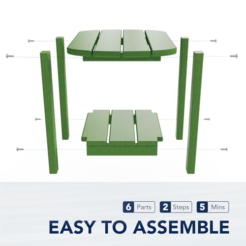 Nalone Adirondack Side Table, 16.5" Outdoor End Table, HDPE Plastic, Small for Patio (Lime) - color: Lime