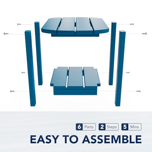 nalone Adirondack Side Table 16.5" Outdoor Side Table HDPE Plastic Double Adirondack End Table Small Table for Patio(Navy Blue) - color: Navy Blue