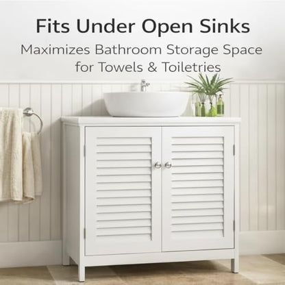 Pedestal Sink Cabinet Under Storage Cabinet with 2 Doors & Open Shelf, U Shape Cut Out Bathroom Vanity Under Sink Storage, Vanities for Toiletries Makeup in Bathrooms (White) - size: Two-story