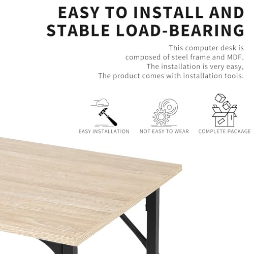 HCY Computer Desk 39 inch Writing Desk Home Office Study Workstation Modern PC Laptop Sturdy Simple Gaming Desk with Metal Frame (Nature) 39x20x29 - color: Nature, size: 39 inch