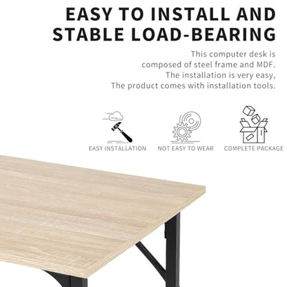 HCY Computer Desk 39 inch Writing Desk Home Office Study Workstation Modern PC Laptop Sturdy Simple Gaming Desk with Metal Frame (Nature) 39x20x29 - color: Nature, size: 39 inch