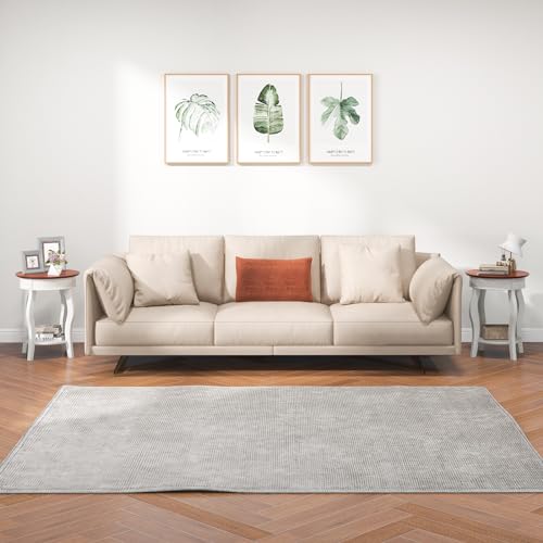 GOFLAME 2-Tier Round End Table, Compact Nightstand with Storage Shelf & Solid Wood Curved Legs, Accent Table, Mid-Century Sofa Side Tables for Living Room, Bedroom, Small Space, White