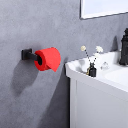 LANC Black Toilet Paper Holder, Bathroom Toilet Paper Roll Holder Wall Mounted for Bathroom Kitchen, Modern Matte Black TP Holder Dispenser Hangers Square SUS304 Stainless Steel, A8807MB - color: Matte Black, size: Right Hand(Screw)