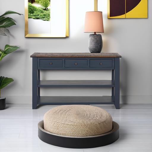 LKTART Solid Wood Console Table for Entryway;Sofa Table with Storage | 48.8 Inch Blue Real Wood Farmhouse Console Table with Drawers;Entry Way Table for Living Room,Foyer,Hallway;Easy Assembled - color: Blue