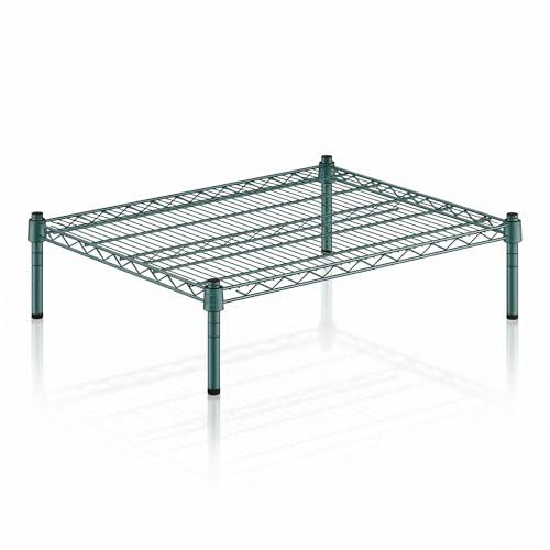24" x 30" x 8" Green Epoxy Wire Storage Shelf, Dunnage Rack, Commercial 1 Tier Small Shelf - color: Green, size: 24"D x 30"W x 8"H