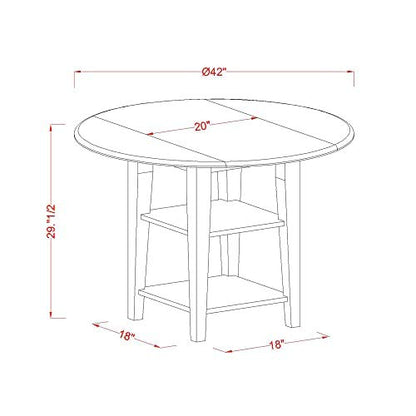 East West Furniture SUWE5-BMK-W 5 Piece Dining Table Set for 4 Includes a Round Kitchen Table with Dropleaf & Shelves and 4 Kitchen Dining Chairs, 42x42 Inch, Buttermilk & Cherry - style: SUWE5-BMK-W