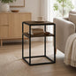 2-Tier Stackable Metal Frame End Table, Toolless Assembly Bedside Table, Night Stand with Open Shelf, Side Table, for Bedroom, Living Room, Columbia Walnut - color: Columbia Walnut, size: 2 Tier, Set of 1