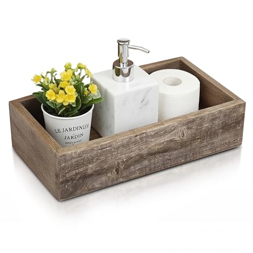 BARNWOODUSA Small Wooden Planter Box – Rustic 1-Pack Wood Window Planter Box Set for Centerpieces & Storage – Durable Wooden Boxes for Decor - Perfect Toilet Basket for Bathroom Organizer - color: Natural Weathered Gray, size: 1Pack - 12.75"L x 7.5"W x 3"
