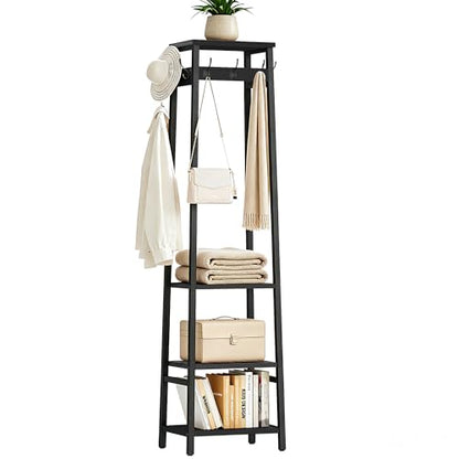 Coat Rack Freestanding, Coat Stand with 3 Shelves and 7 Hooks, Hall Tree Free Standing, Clothes Rack Stand Organizer for Bedroom, Hallway, Entryway, Living Room, Industrial Style, Black - color: Black, style: 3 Shelves