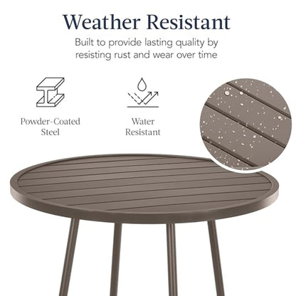 Best Choice Products 3-Piece Patio Dining Set, Bar Height, Outdoor Bistro Set, Outdoor Round Bar Table w/ 2 Bar Stools, Steel - Taupe - color: Taupe
