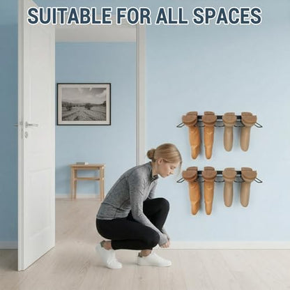 Heavy Duty Wall Mounted Boot Rack & Boot Hangers, 2 Pack Metal Boots Organizer for Tall Boots - Space Saving Shoe Storage for Entryway, Closet, Garage