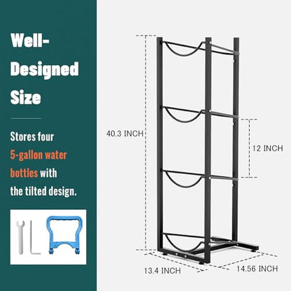 MYLOLF 5 Gallon Water Jug Holder : 4 Tier Water Jug Stand Holder for 5 Gallon Water Dispenser- 5 Gal Water Bottle Storage Rack Organizer for Home Kitchen Garage (4 Tier) - size: 4 Tier