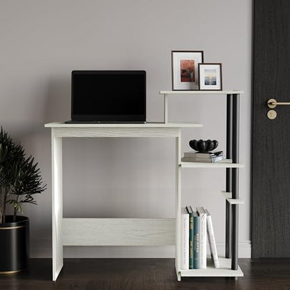 Elegance Writing Desk with Multi-Tier Open Shelves, Study Computer Desk for Home Office, Light Grey - color: Light Grey