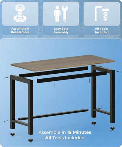 43" Home Office Desk Modern Computer Desk 43.3x23.6x29.5 inches PC Table with Thicken Frame Industrial Style Sturdy Metal Frame Furniture for Writing Gaming Rustic Brown+Black - color: Rustic Brown+black, size: 43