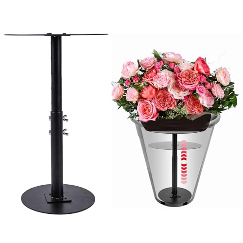 Metal Adjustable Plant Risers for Inside Pots, Indoor/Outdoor | Adjustable Height 12-22" Planter Lift Inserts Fillers Risers for Large Tall Taper Planter Flower Pot (6" Base,8" Top,Black)