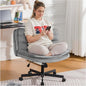 COMHOMA Cross Legged Office Chair with Wheels Armless-Office Desk Chair, Modern Vanity Computer Task Chairs for Home Bedroom, Comfortable Wide Seat for Lower Back Pain Relief, Soft Velvet, Gray - color: Gray Velvet