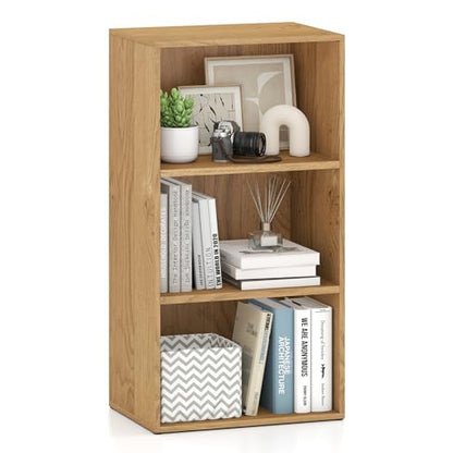 Giantex 3 Shelf Bookcase, Modern Bookshelf Cube Storage Organizer, Open Storage Cabinet Multi-Functional Home Office Bedroom Furniture Display Bookcases, Natural | Open Storage Cabinet, Multi-Functional Book Shelves, Furniture Display Bookcases for Living