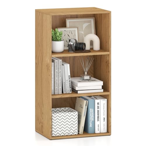 Giantex 3 Shelf Bookcase, Modern Bookshelf Cube Storage Organizer, Open Storage Cabinet Multi-Functional Home Office Bedroom Furniture Display Bookcases, Natural | Open Storage Cabinet, Multi-Functional Book Shelves, Furniture Display Bookcases for Living