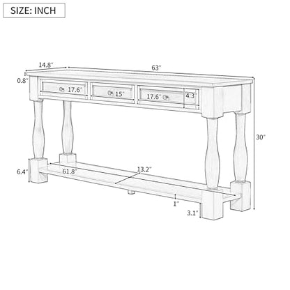 Merax Console Table with 3 Storage Drawers and Bottom Shelf, Entryway Table for Living Room, Easy Assembly, Navy