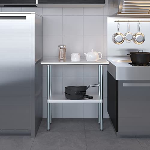 Commercial Stainless Steel Work Prep Table with Undershelf | 14" x 36" NSF Certified | Compact Food Prep for Kitchen, Restaurant, or Utility