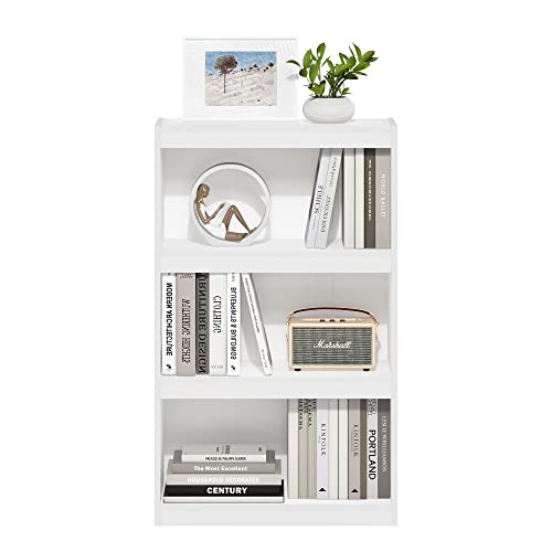 Furinno Jaya Enhanced Home Bookcase 3-Tier Adjustable Bookshelf, White - color: White, size: 3-Tier Thick