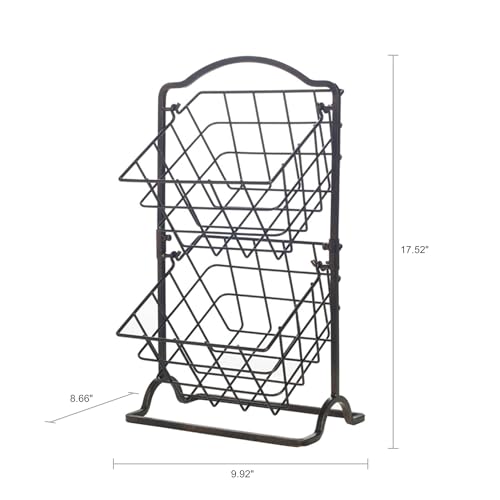 Gourmet Basics by Mikasa General Store 2-Tier Metal Countertop Fruit Storage Basket, Antique Black - style: 2-Tier Black