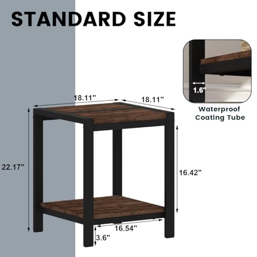 BON AUGURE End Table, Small Side Table for Living Room, Night Stand, Bedside Tables with 2-Tier Storage Shelves for Bedroom, Small Spaces (Rustic Oak) - color: Rustic Oak
