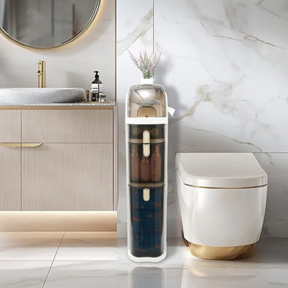 Bathroom Floor Cabinet, Narrow Bathroom Storage Cabinet, Mobile and No Installation Required, Perfect for Small Space Laundry Rooms, Toilet Areas and Living Room Gaps - size: 3-Tiers